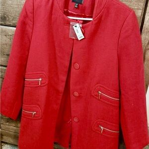 The Limited Red Women's Blazer with Zipper Accents